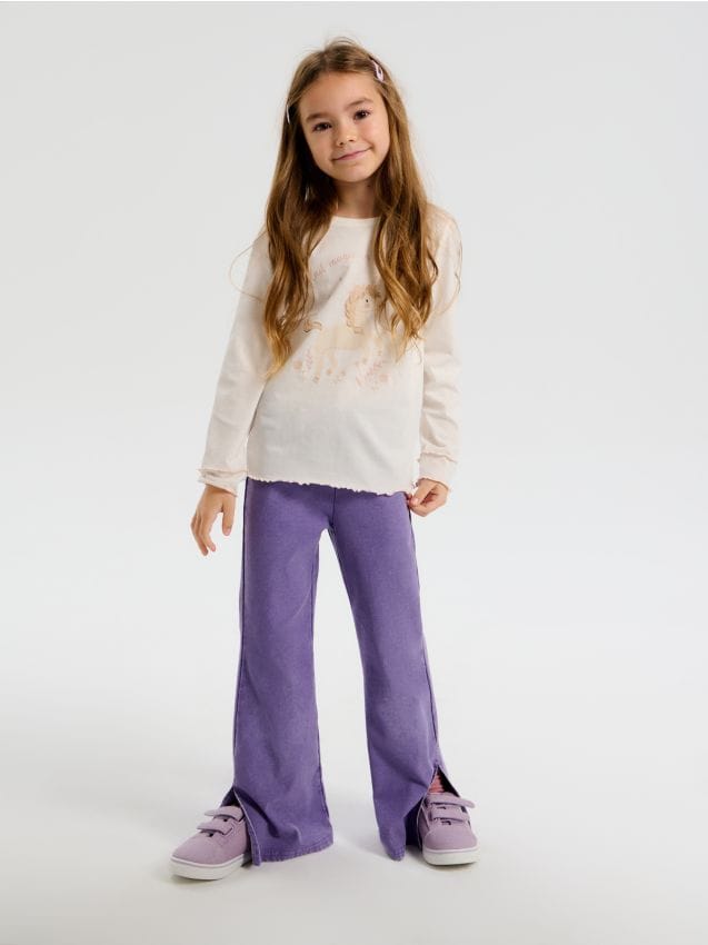 Sinsay - Legginsy flare z efektem sprania - fioletowy
