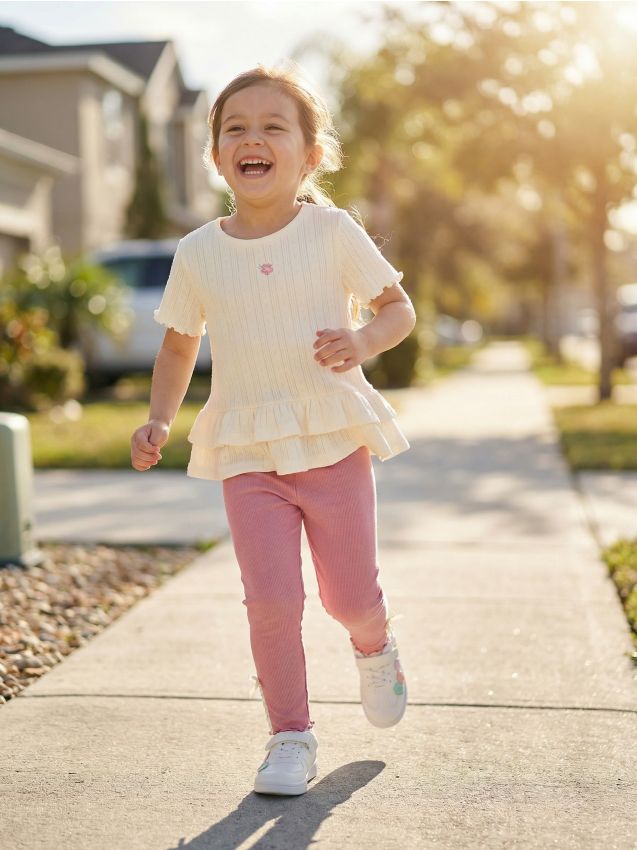 Sinsay - Prążkowane legginsy z ozdobnymi kokardami - różowy