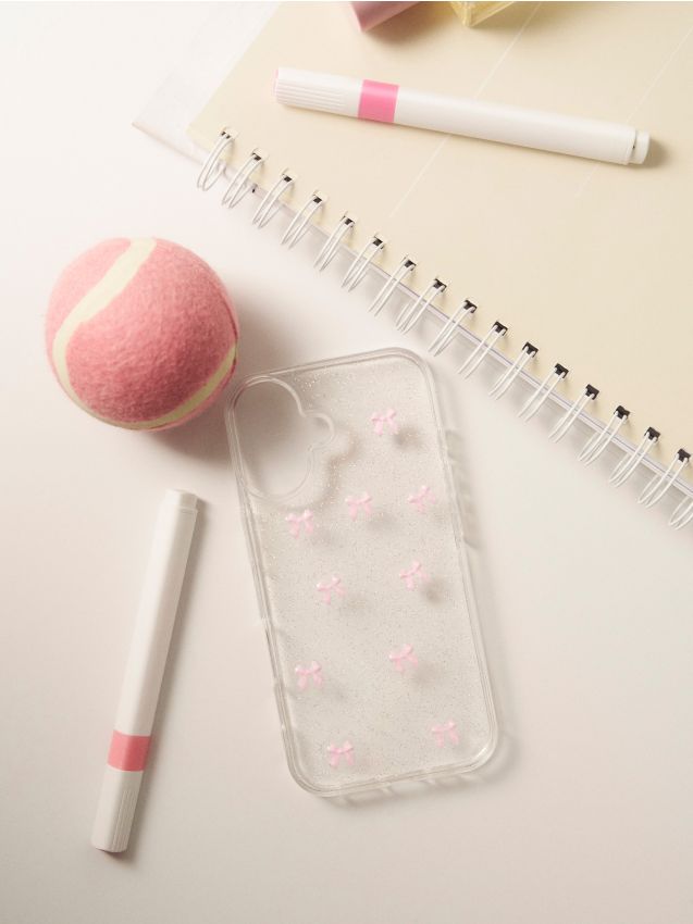 Sinsay - Husă pentru iPhone 16 cu motiv fundiță - roz