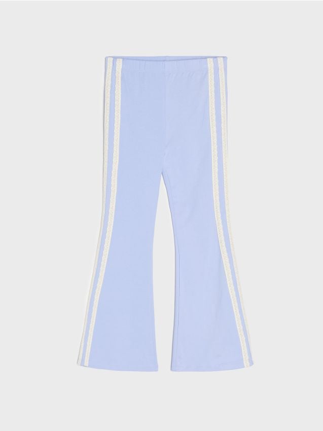 Sinsay - Legginsy flare z ozdobną koronką - niebieski