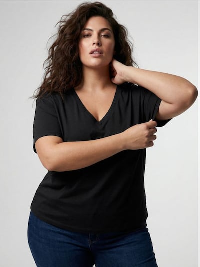 Pamučna majica sa V-izrezom Plus Size