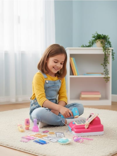 Zabawkowa kasa sklepowa z akcesoriami