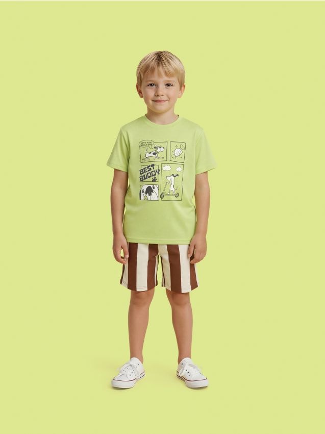 Sinsay - Pantaloni scurți în dungi, din bumbac - multicolor