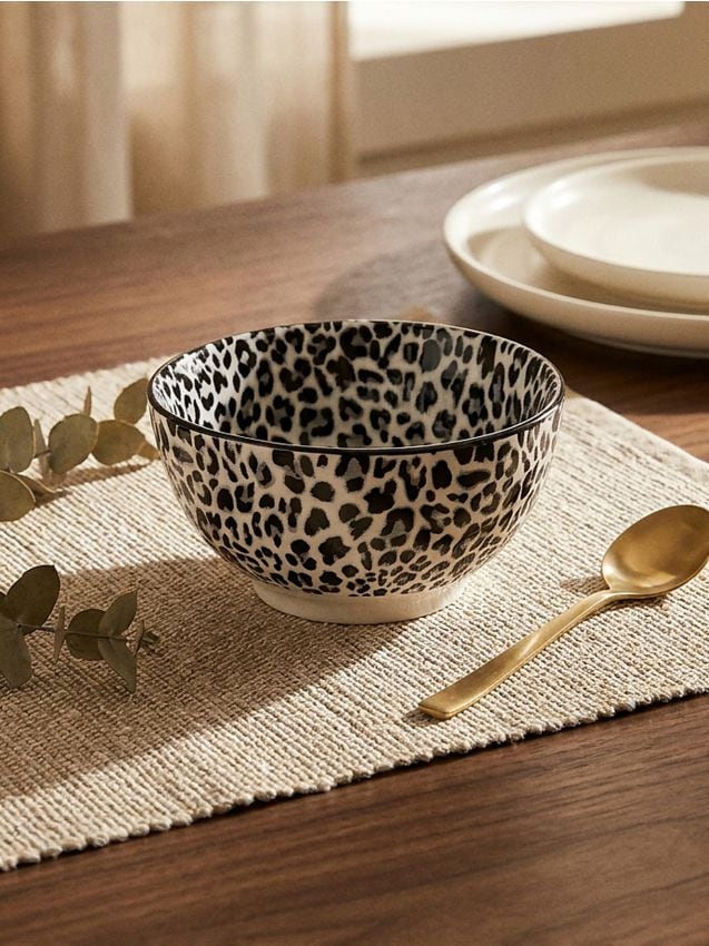 Sinsay - Boluri ceramice cu imprimeu leopard 2 pack - negru