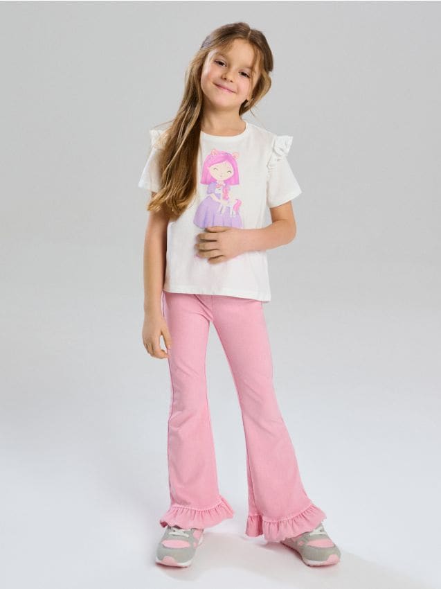 Sinsay - Legginsy flare z efektem sprania - różowy