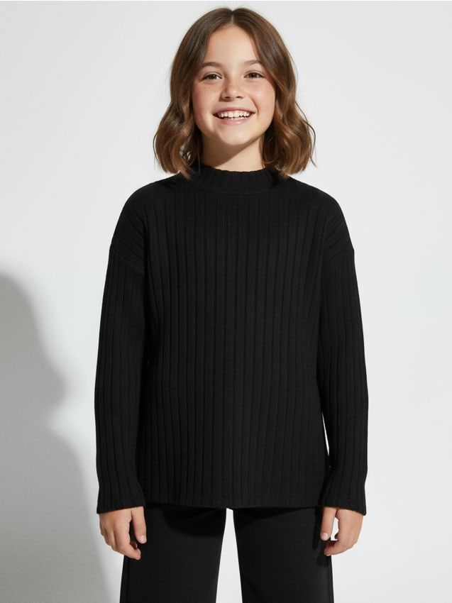 Sinsay - Pulover din tricot striat - negru