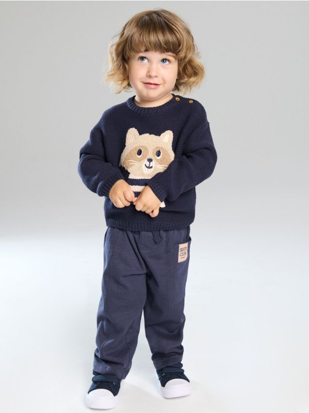 Sinsay - Pantaloni cu imprimeuri - bleumarin
