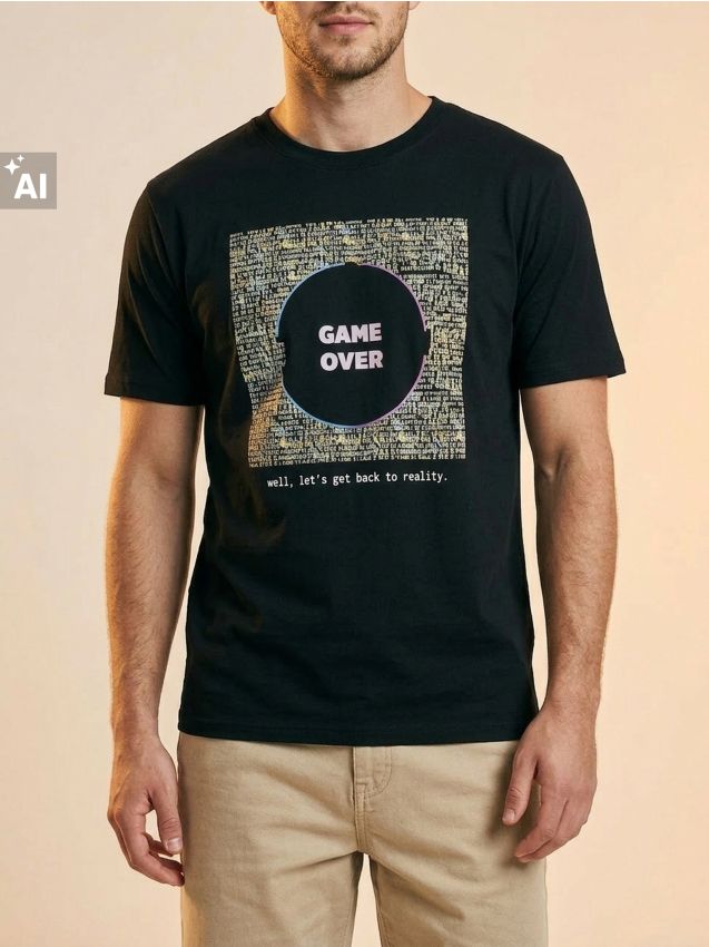 Sinsay - Tricou din bumbac cu inscripție Game Over - negru