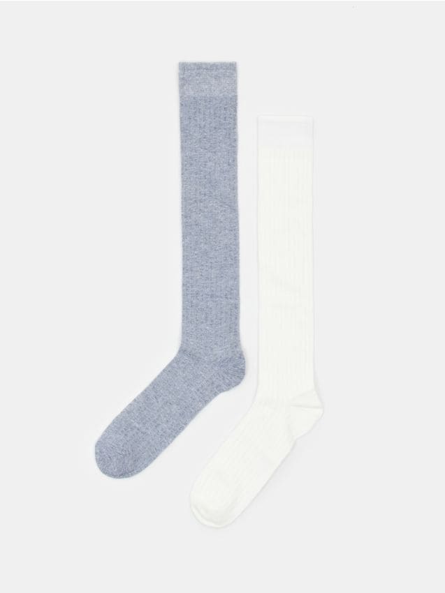 Sinsay - Prążkowane podkolanówki 2 pack - wielobarwny