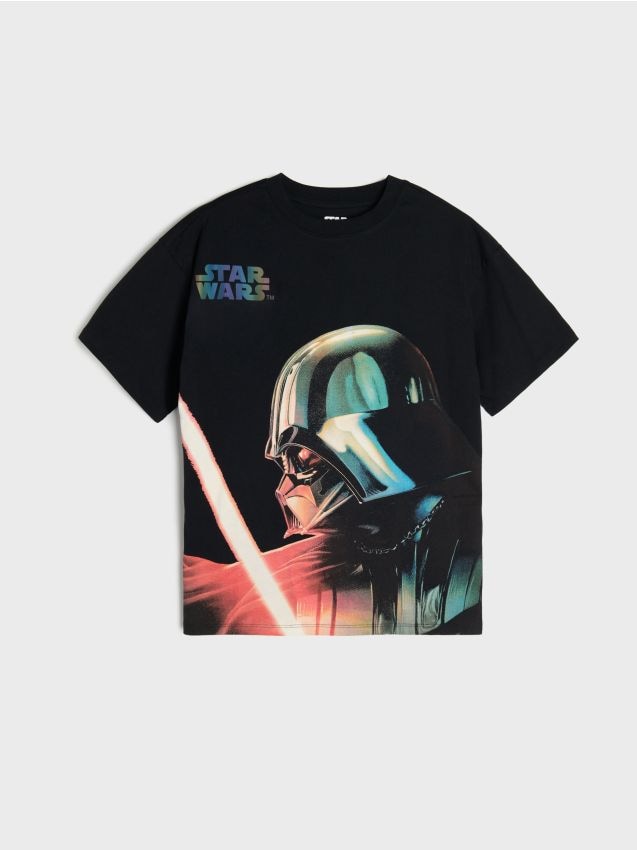 Sinsay - Tricou oversize din bumbac cu imprimeu Star Wars - negru