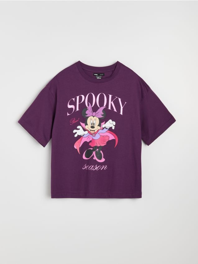 Sinsay - Tricou din bumbac cu imprimeu Minnie Mouse - violet-închis