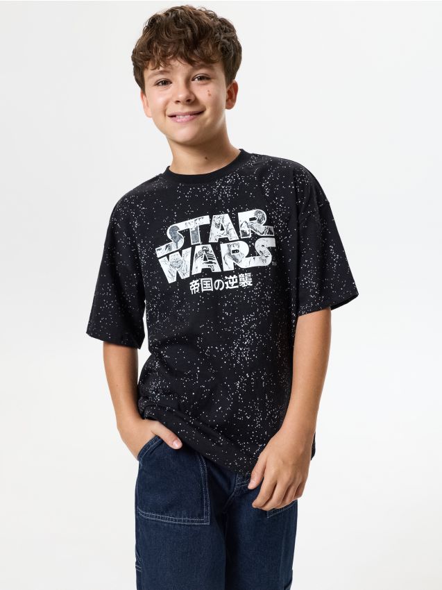 Sinsay - Tricou oversize din bumbac cu imprimeu Star Wars - negru