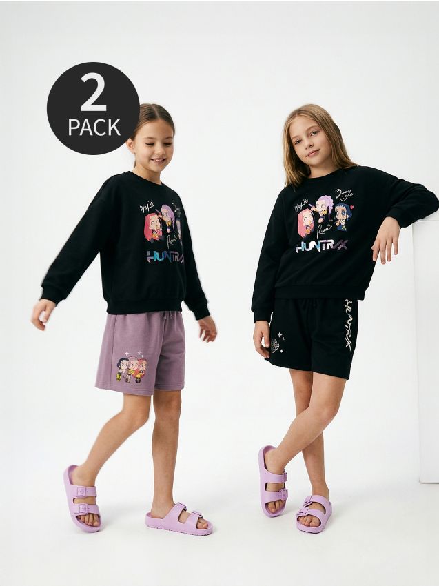 Sinsay - Pantaloni scurți din bumbac, cu imprimeu 2 pack K-Pop Demon Hunters - multicolor
