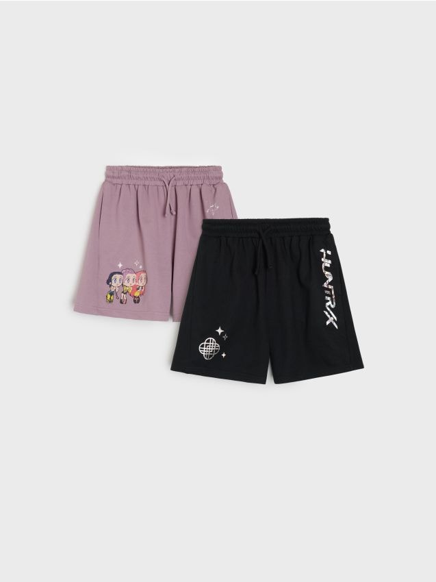 Sinsay - Pantaloni scurți din bumbac, cu imprimeu 2 pack K-Pop Demon Hunters - multicolor