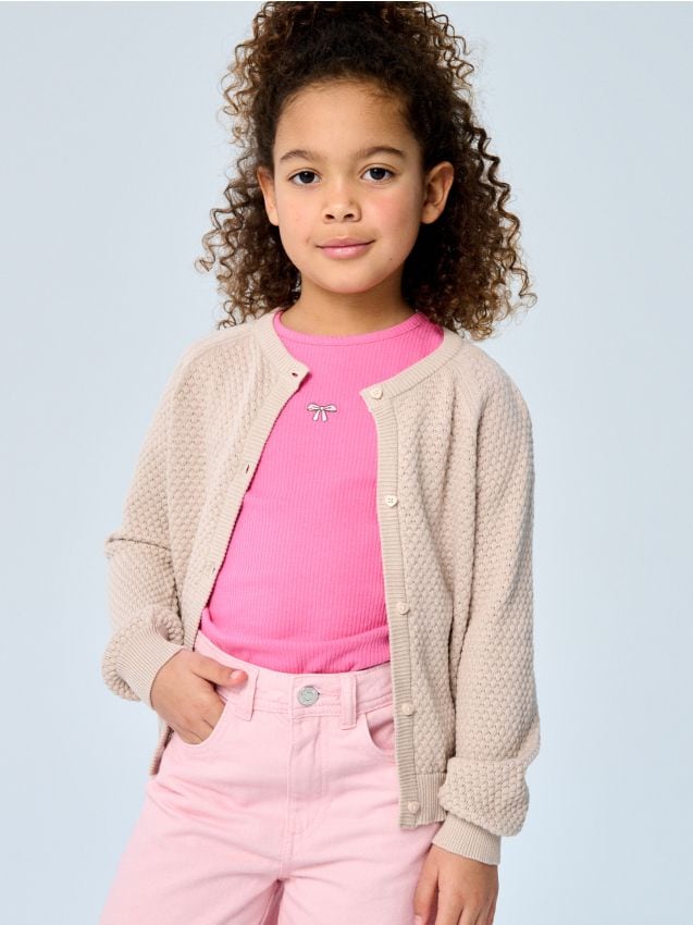 Sinsay - Pulover din bumbac cu nasturi - bej