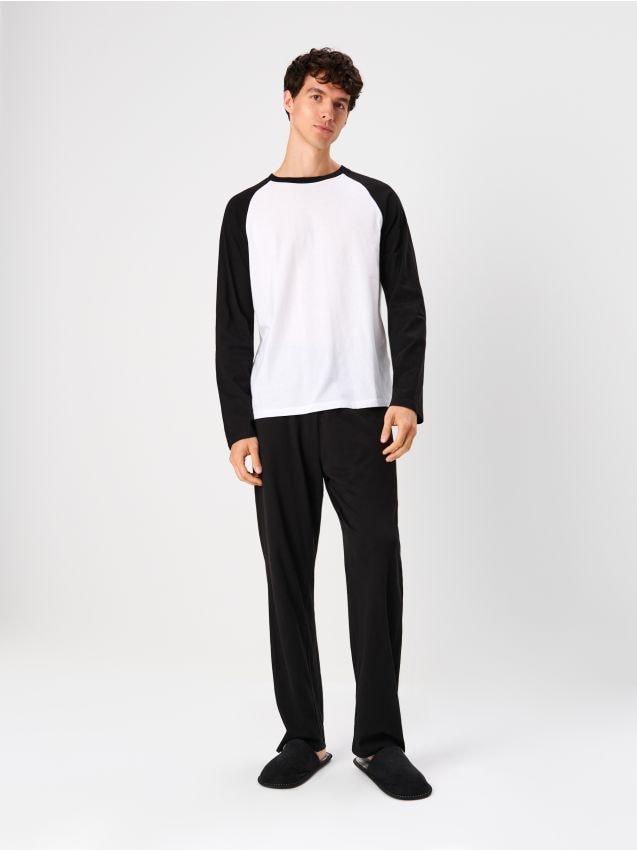 Sinsay - Piżama dwuczęściowa z bawełną - czarny