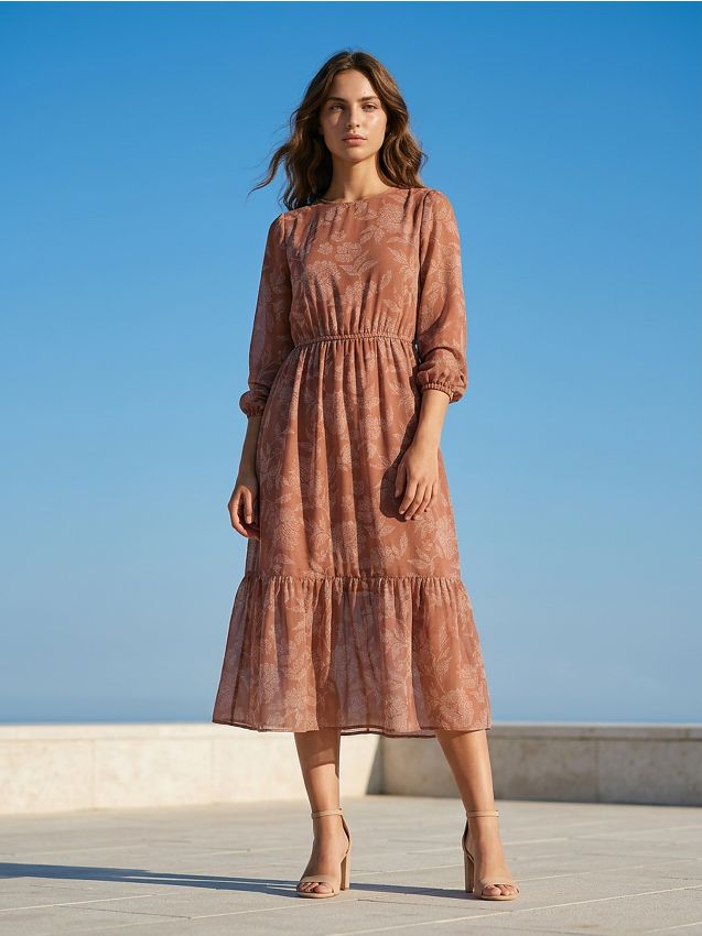 Sinsay - Rochie midi cu imprimeu floral - multicolor