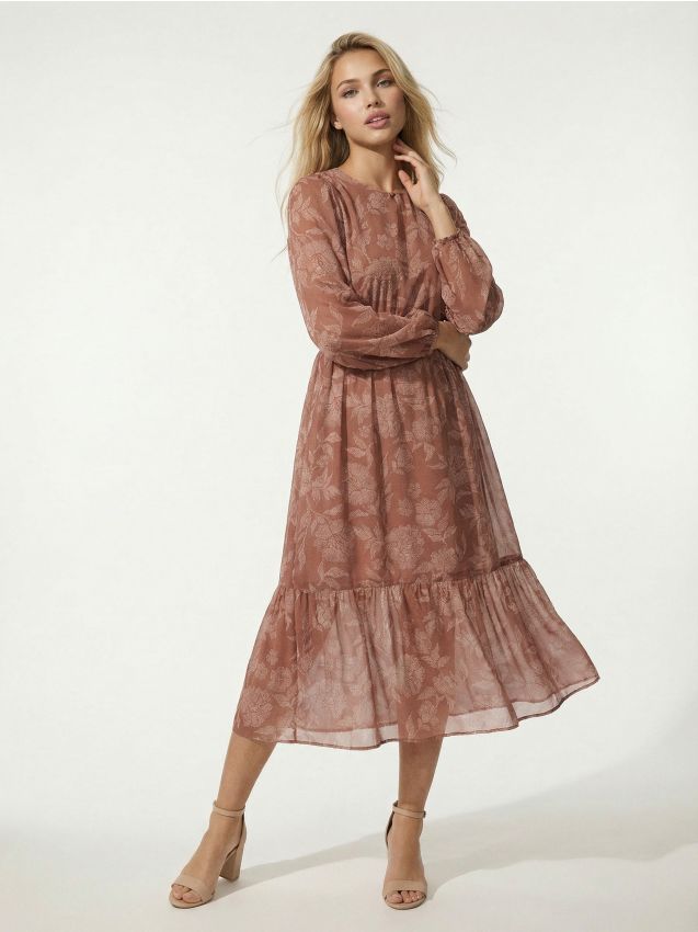 Sinsay - Rochie midi cu imprimeu floral - multicolor