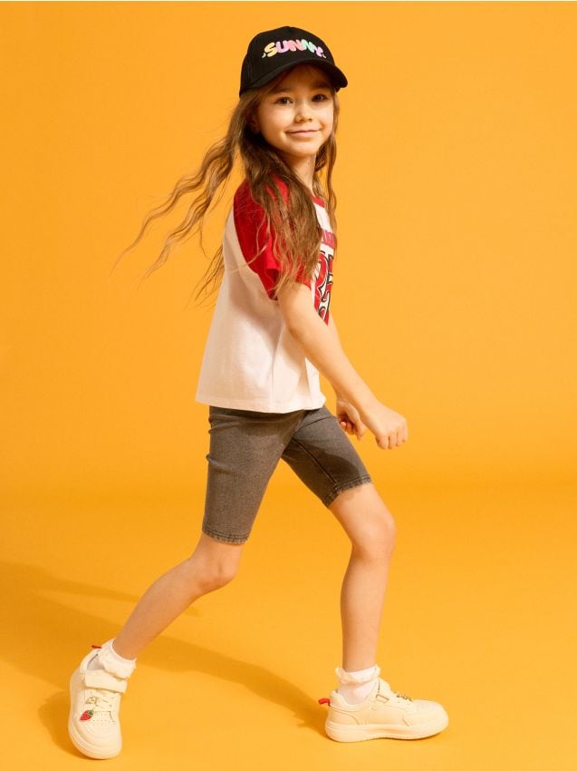 Sinsay - Pantaloni scurți tip biker cu efect prespălat - gri