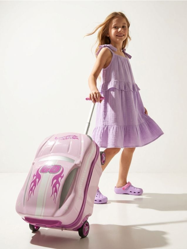 Sinsay - Valiză cu roți cu motiv de mașină Hot Wheels - roz-pastel