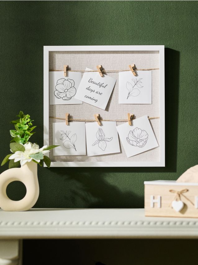 Sinsay - Panou decorativ de perete pentru fotografii cu cleme în ramă - bej