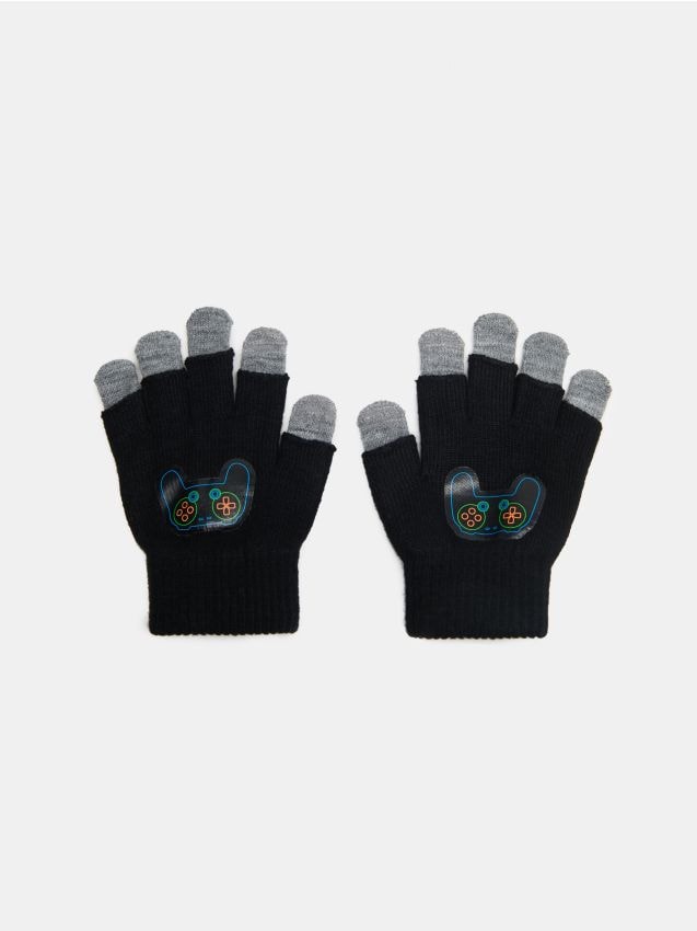 Sinsay - Mănuși cu motiv gaming touch screen - negru