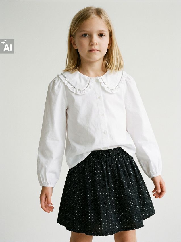 Sinsay - Set elegant: bluză și fustă din bumbac - multicolor