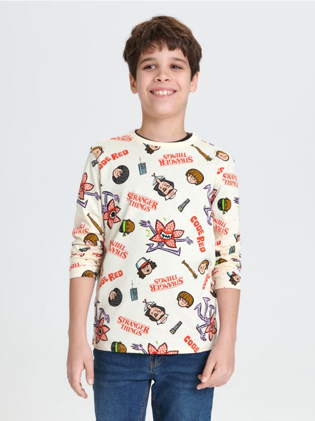 Koszulka Stranger Things Kolor kremowy - SINSAY - 6838Y-02X