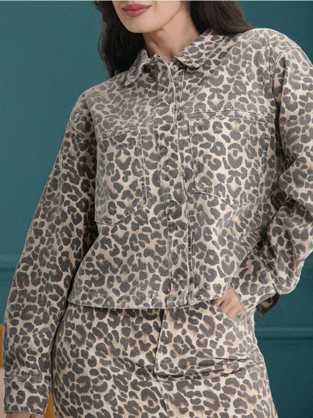 Sinsay - Jachetă din blugi cu imprimeu animalier - multicolor