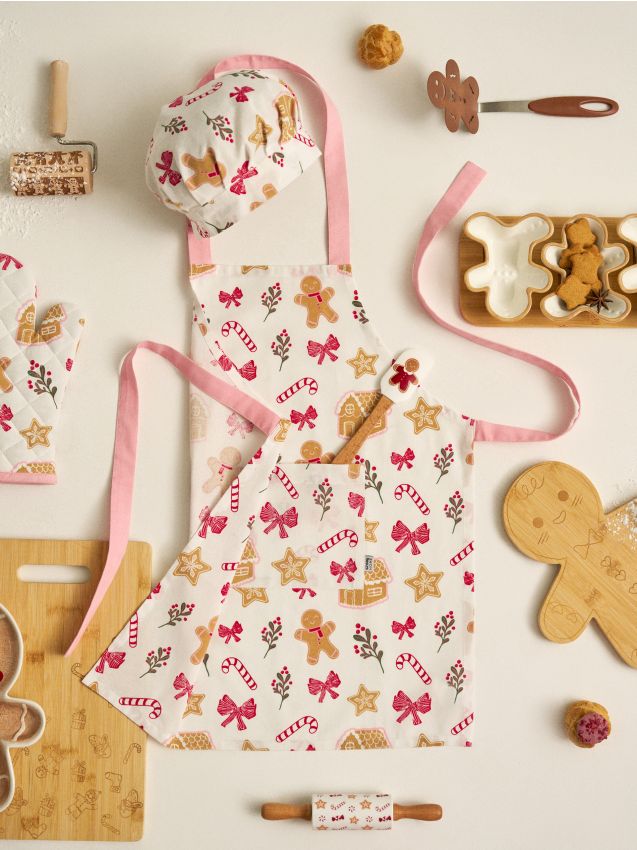 Sinsay - Vianočná súprava – zástera a čiapka - pastelová ružová