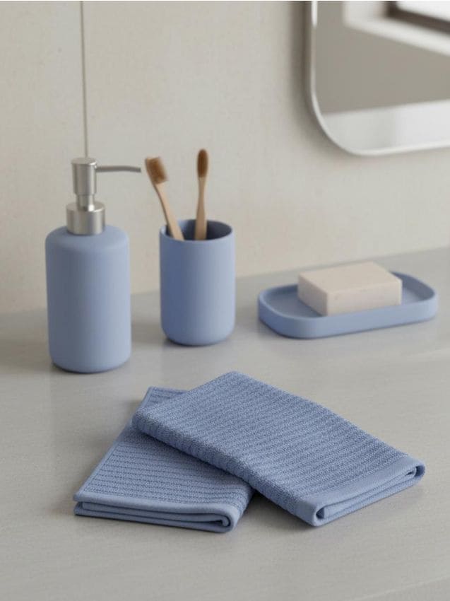 Sinsay - Sada bavlnených uterákov s rebrovanou štruktúrou 2 pack - indigová