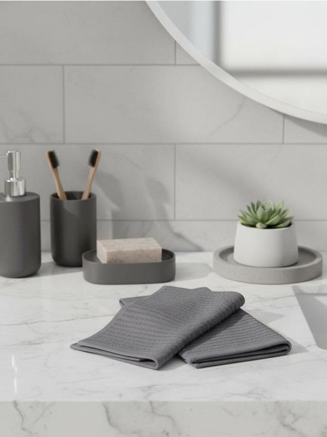 Sinsay - Sada bavlnených uterákov s rebrovanou štruktúrou 2 pack - tmavosivá