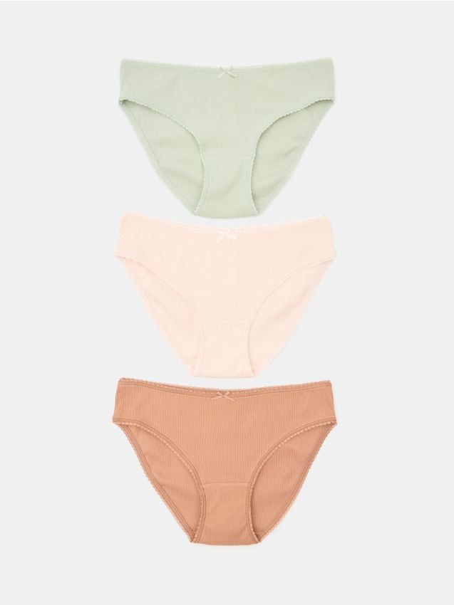 Sinsay - Prążkowane majtki figi 3 pack - wielobarwny