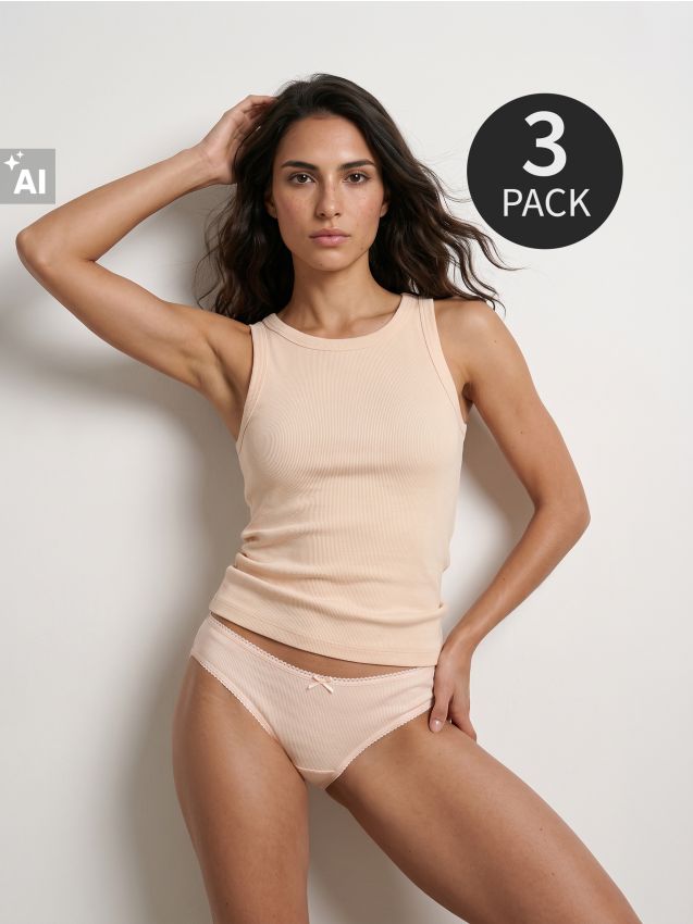 Sinsay - Chiloți tip slip cu nervuri set de 3 - multicolor