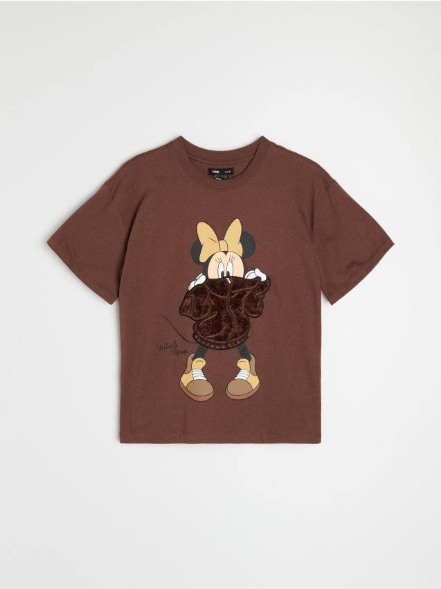 Sinsay - Tricou din bumbac cu imprimeu Myszka Minnie - maro