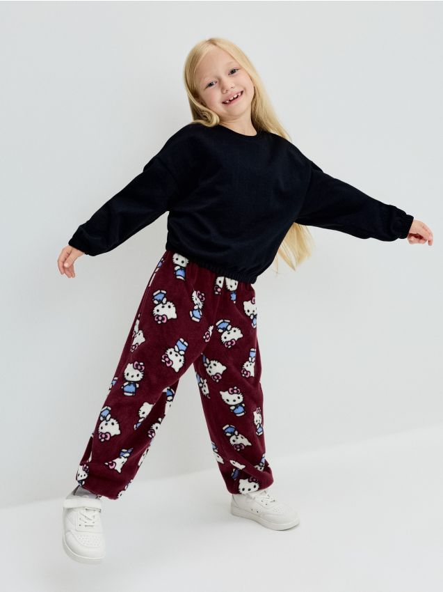 Sinsay - Pantaloni jogger din fleece Hello Kitty - roșu