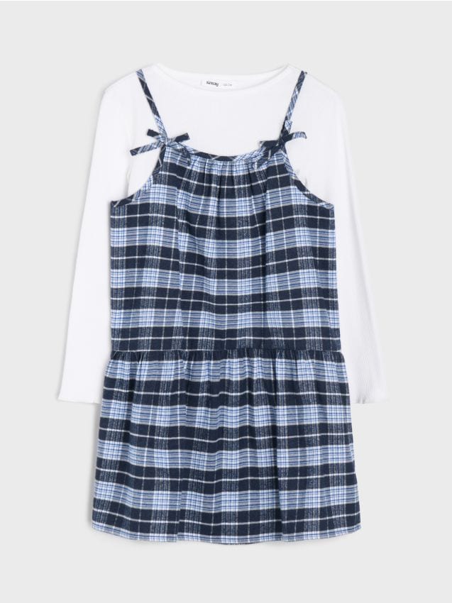 Sinsay - Set: rochie în carouri și tricou reiat cu mânecă lungă - multicolor