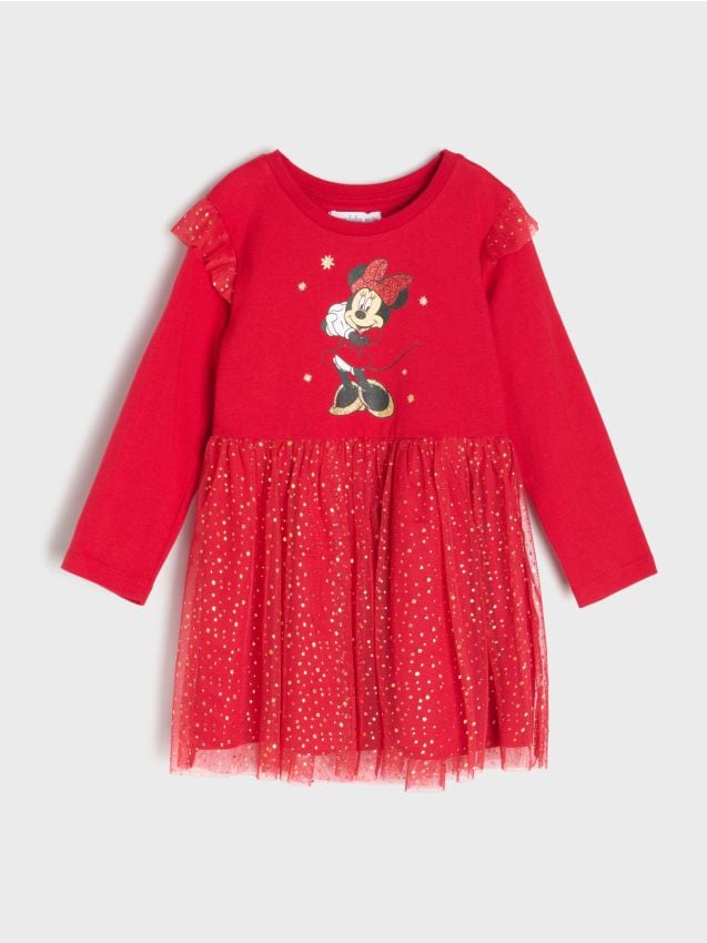 Sinsay - Rochie din bumbac cu fustă din tul Minnie Mouse - roșu