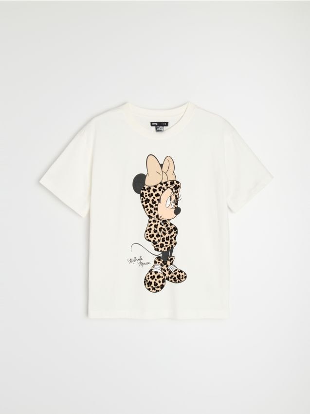 Sinsay - Tricou din bumbac cu imprimeu Minnie Mouse - crem