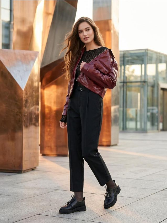 Sinsay - Pantaloni cu croi conic - negru