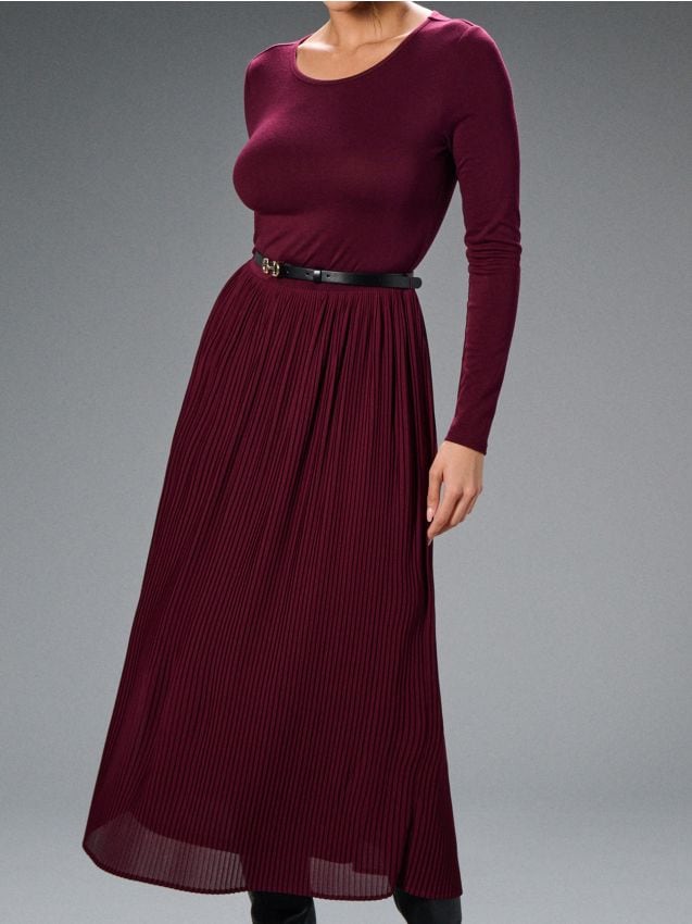 Sinsay - Šaty s plisovanou dolnou časťou - burgundská červená