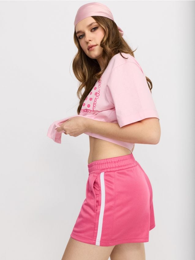 Sinsay - Pantaloni scurți cu lampasuri - roz-aprins