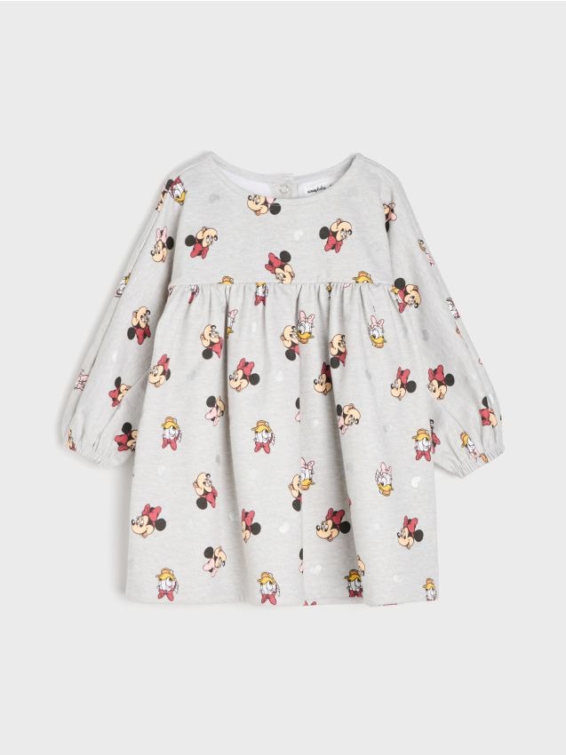 Sinsay - Rochie din bumbac cu model și imprimeu lucios din folie Disney - gri deschis