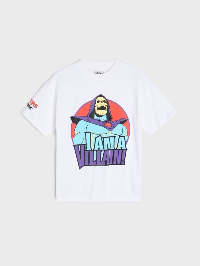 Sinsay - Tricou oversize din bumbac cu imprimeu Masters of the Universe - alb