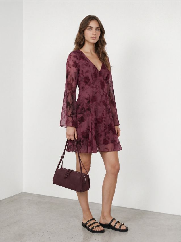 Sinsay - Rochie mini cu mâneci transparente - multicolor
