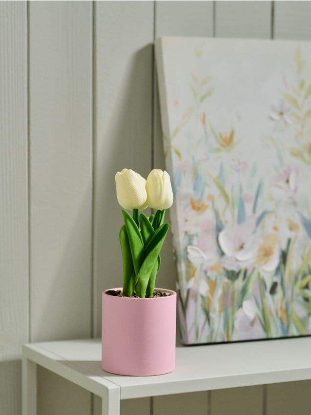 Sinsay - Lalele artificiale decorative în ghiveci - roz-pastel