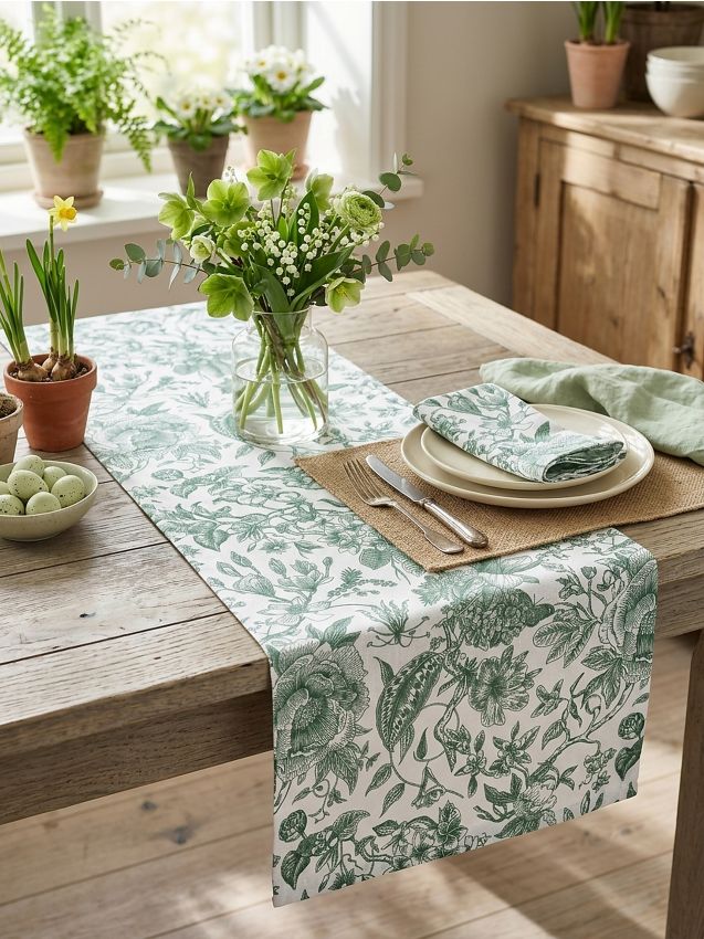 Sinsay - Traversă de masă cu model botanic - crem