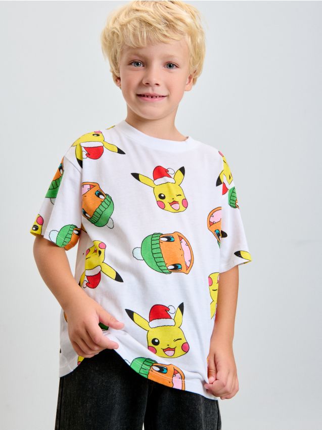 Sinsay - Tricou din bumbac cu imprimeu Pokémon - alb