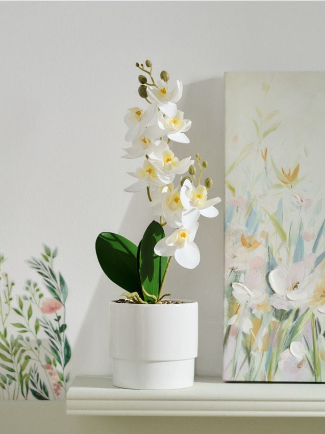Sinsay - Orhidee artificială decorativă în ghiveci - alb