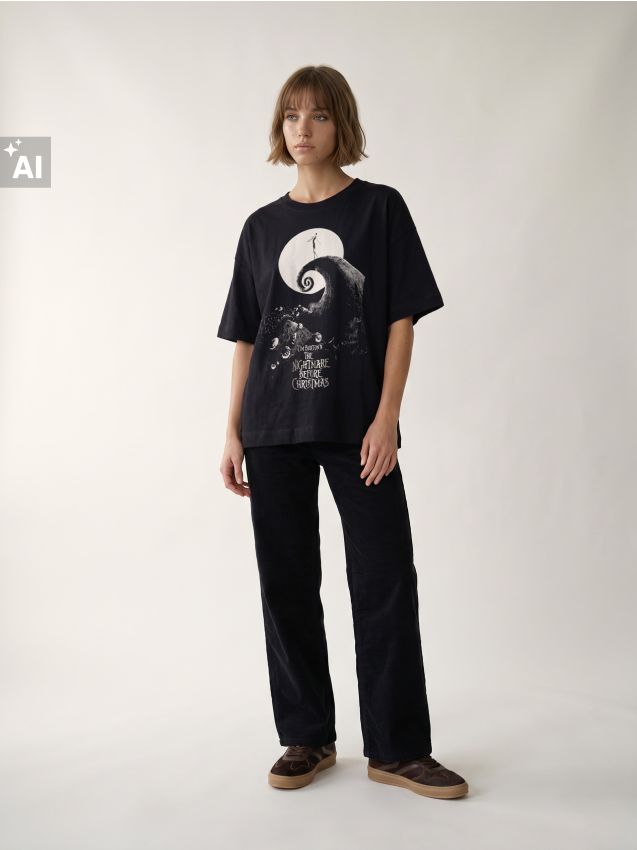 Tricou din bumbac cu imprimeu Nightmare Before Christmas